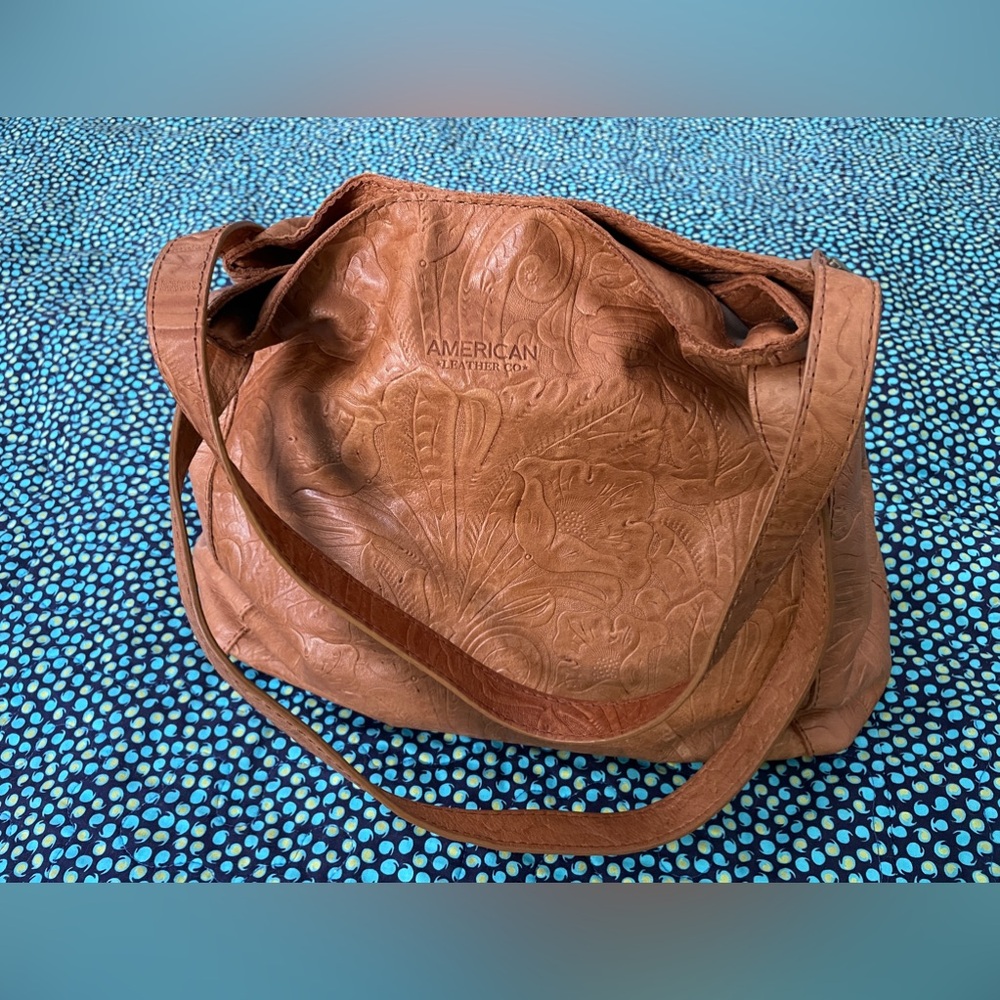 American Leather Company Tan Tooled Leather Purse View 5